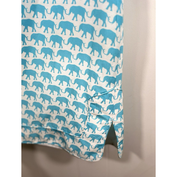 Elizabeth McKay Silk Blend Elephant Dress Aqua Tunic Sheath Size 8 Resort Preppy - Picture 7 of 13